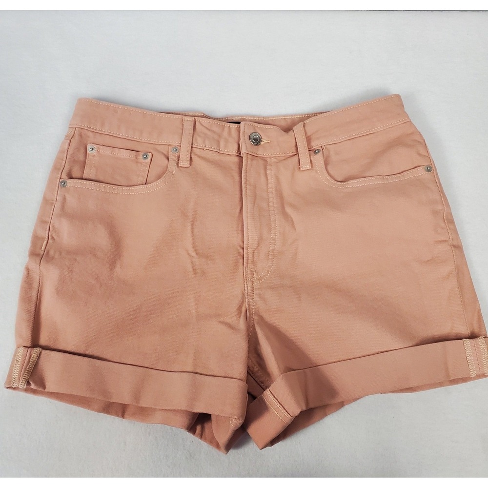 Free Assembly Womens High Rise Cuffed Denim Shorts Pink Salmon Size 12 WDN00121